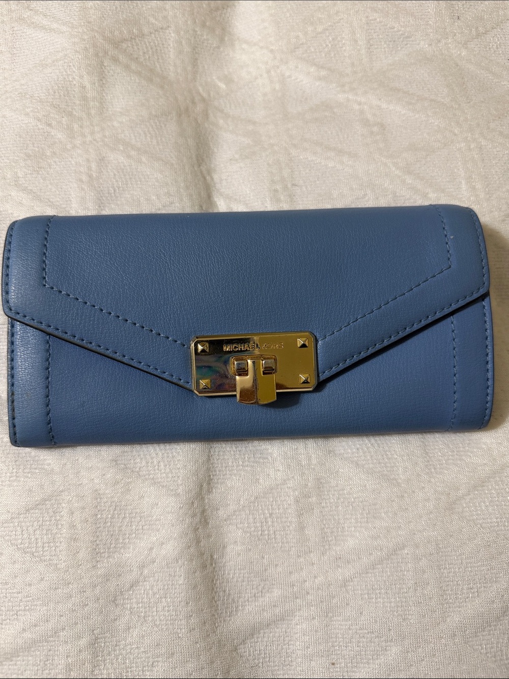 Michael Kors Denim Blue Leather Envelope Wallet with Gold Lock (final sale)
